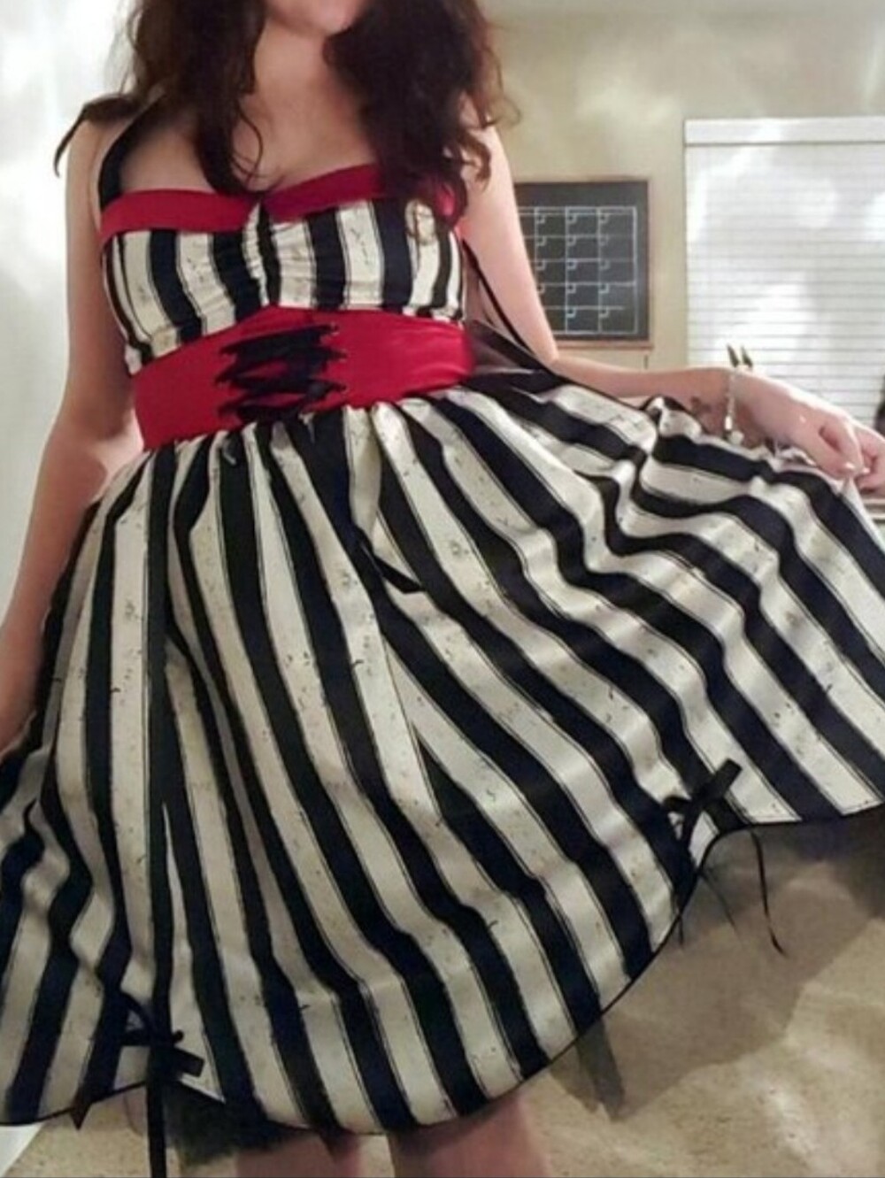 New! 3x [Hot Topic x American Horror Story] AHS Striped Halter Dress RARE! HTF! - Picture 4 of 16